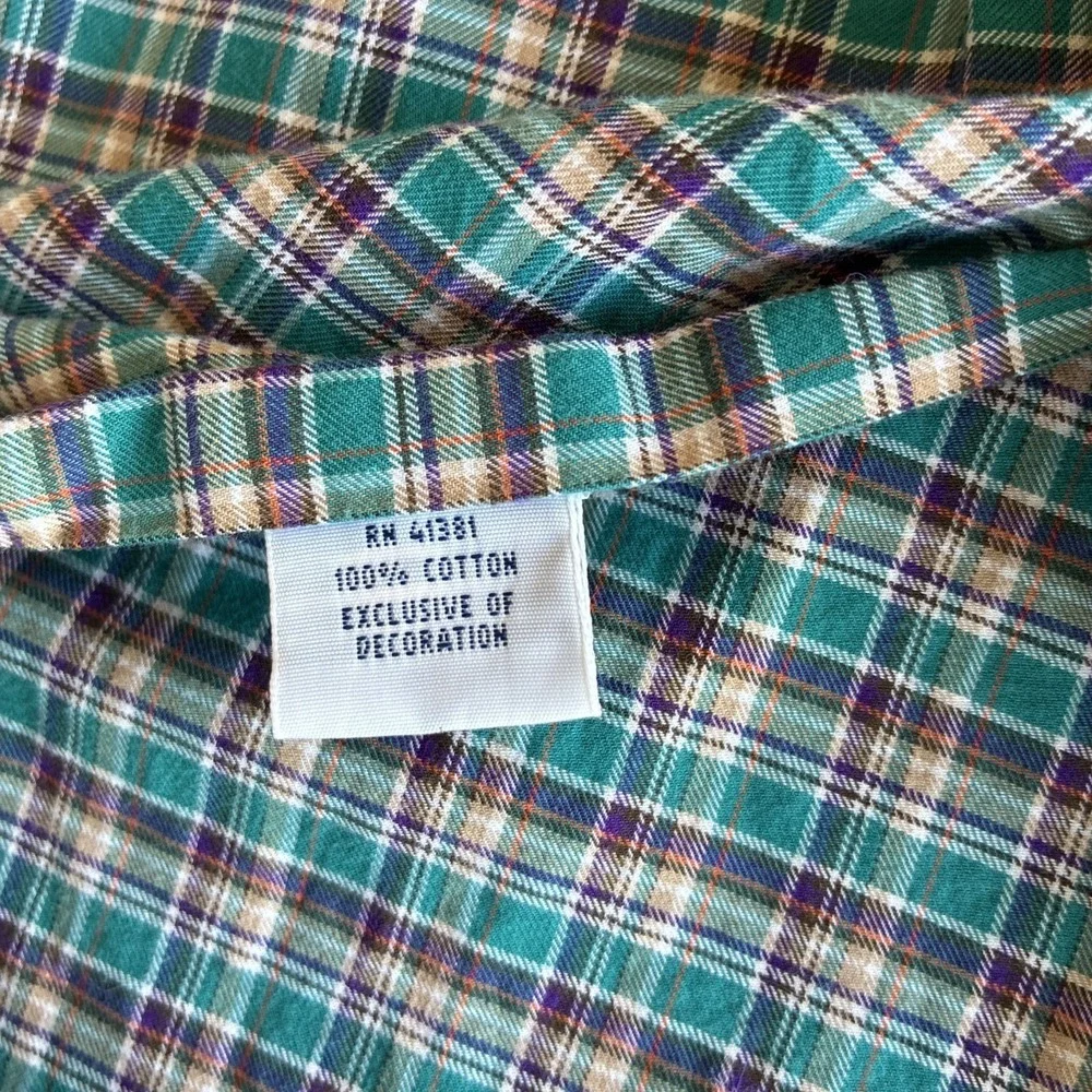 Ralph Lauren Button Down Plaid Green Blue Check Men's Size L 46 chest
